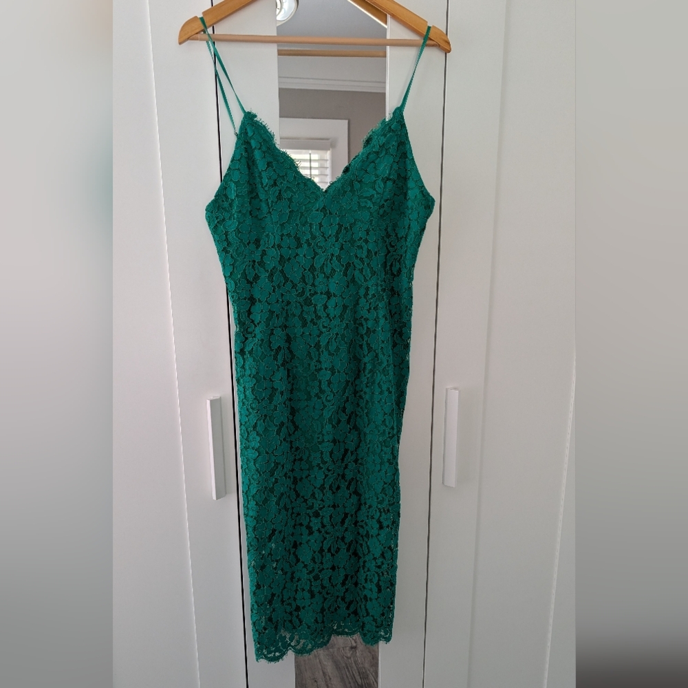 Green Lace Midi Dress